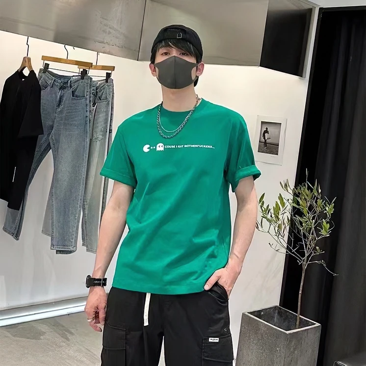 【超值特惠】百搭时尚圆领男士修身短袖T恤上衣半袖夏季印花8517