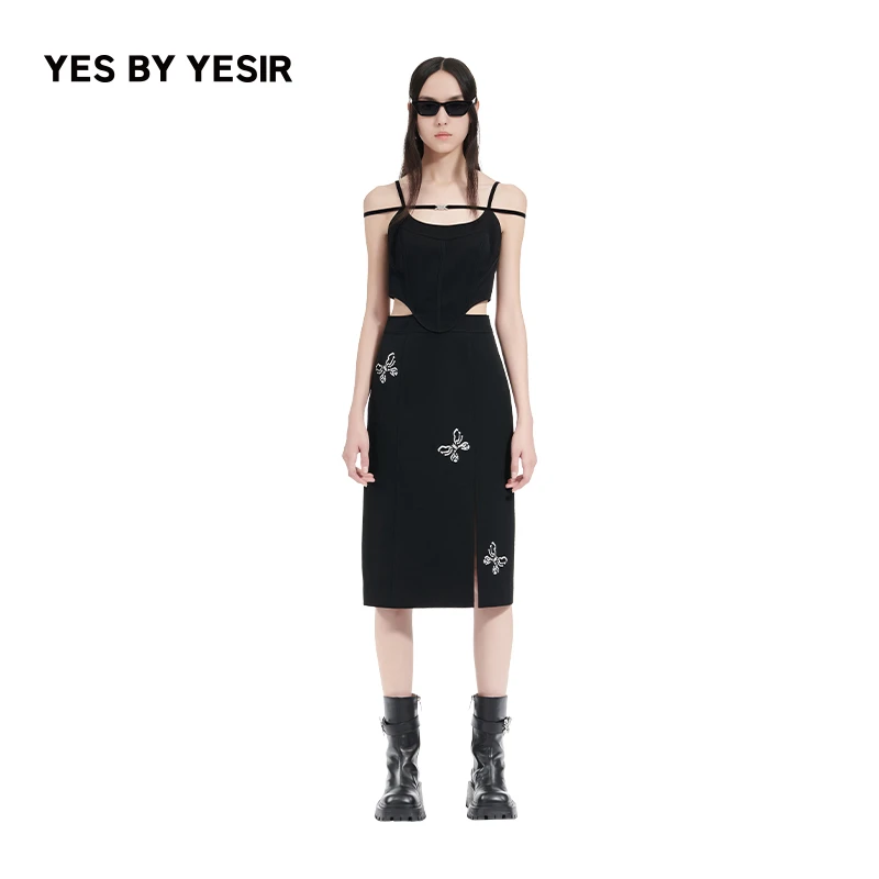 【YES BY YESIR】叶谦设计师蝴蝶骨吊带杀手连衣裙