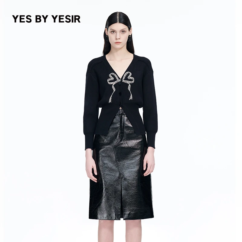 YES BY YESIR叶谦设计师品牌重工心钻蝴蝶结针织开衫