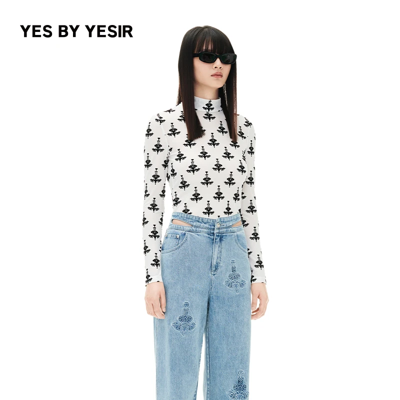 YES BY YESIR叶谦原创设计师2023秋冬新品简约内搭赛博吊灯上衣