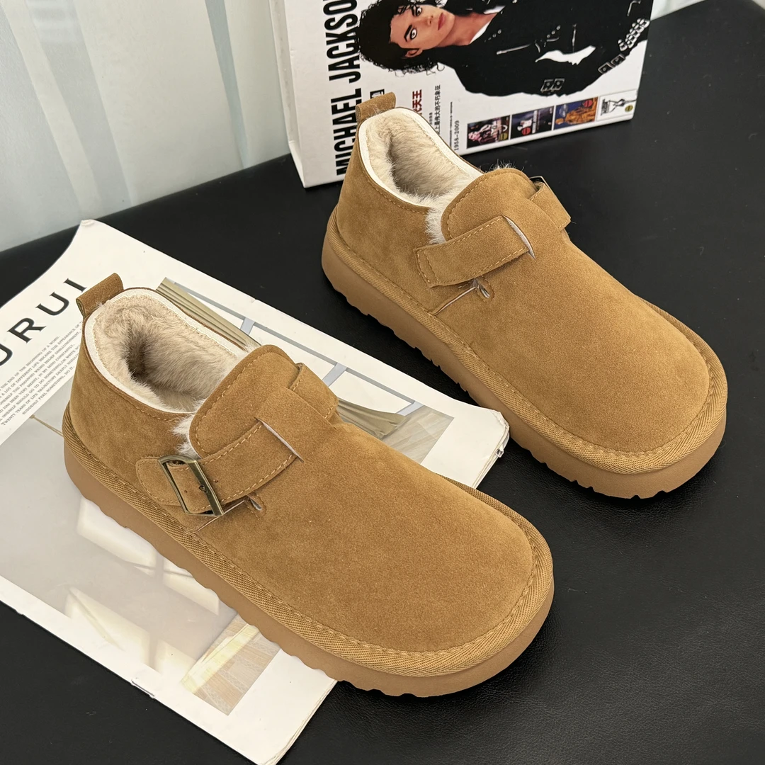 幻影熊女鞋加绒防寒保暖雪地靴2024年新款冬季一脚蹬棉鞋面包鞋