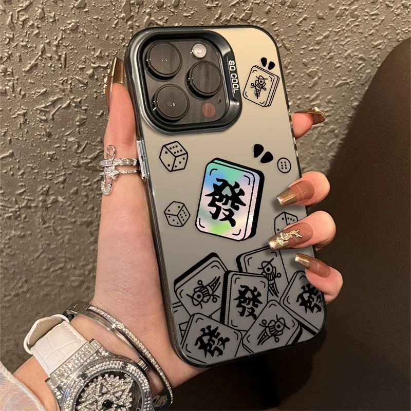 发财麻将苹果15pro手机壳iPhone14promax新款趣味13/12防摔11全包