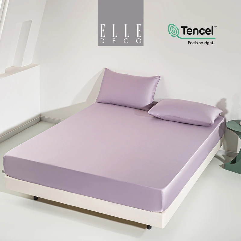 ELLE DECO津丝雪60支兰精天丝床笠三件套夏季裸睡
