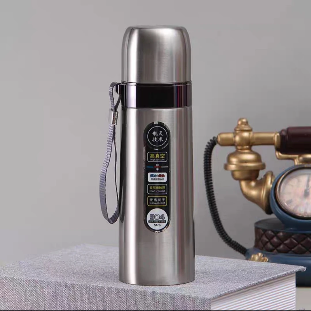 银色铠甲户外运动旅行真空保温杯500毫升超长保温8小时以上