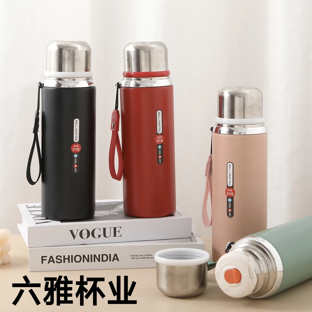 网红小钢炮800毫升杯盖手提两用保温杯800毫升便携大容量