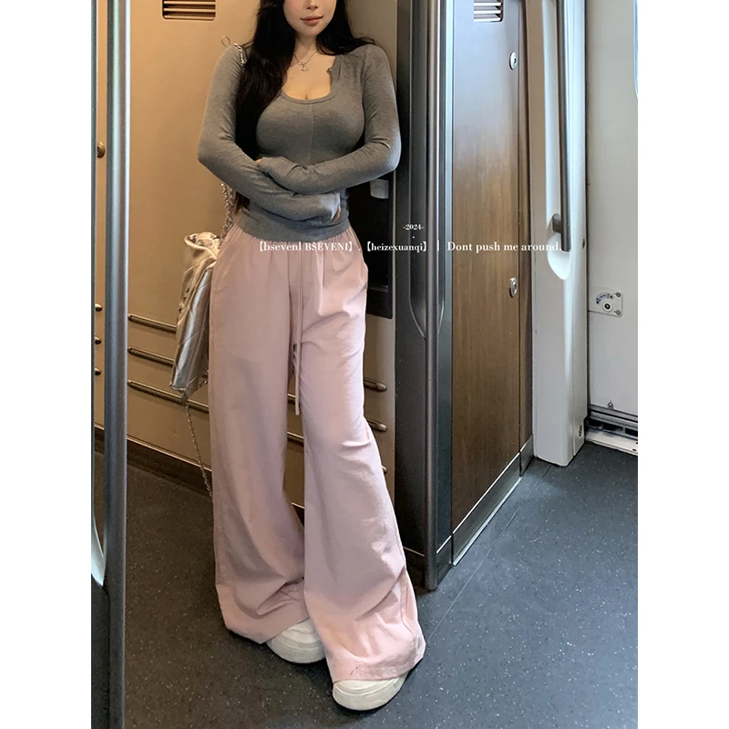 黑泽玄七阔腿裤2024秋季新款微胖显瘦高腰通勤宽松慵懒风休闲裤女