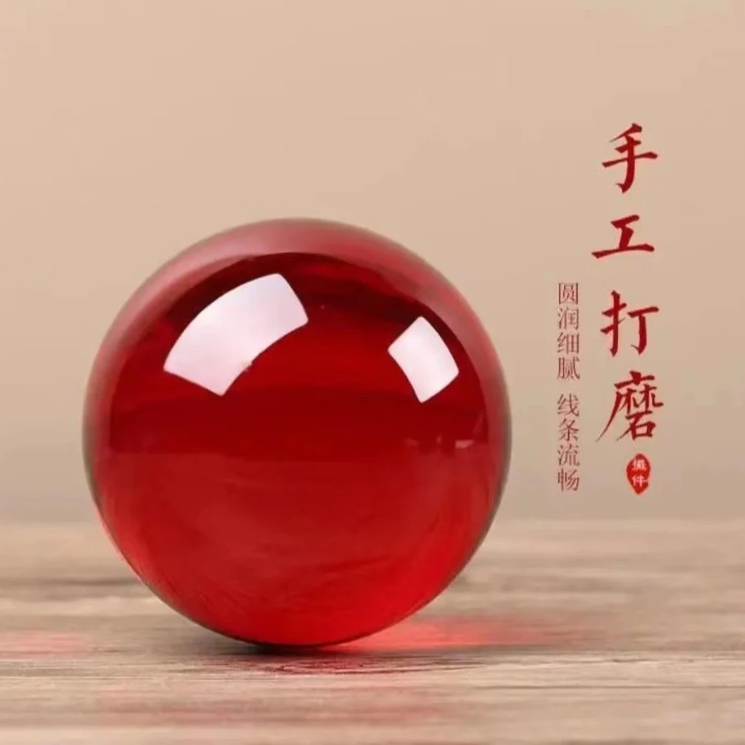 琉璃水晶球红运珠摆件吉祥珠鸿运当头水晶球家居饰品摆件打磨圆润