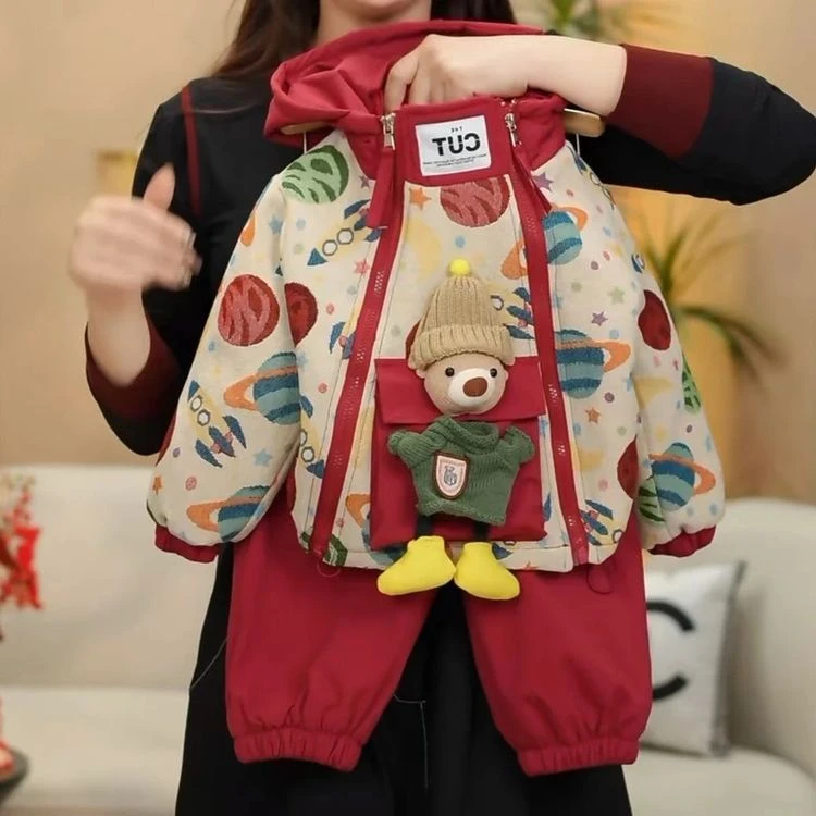 女童夹棉外套秋冬款2024新款中大童冬季加厚棉服冬装冲锋衣棉袄潮