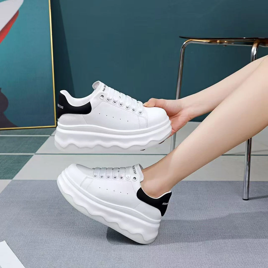 真皮厚底女士小白鞋36095-1