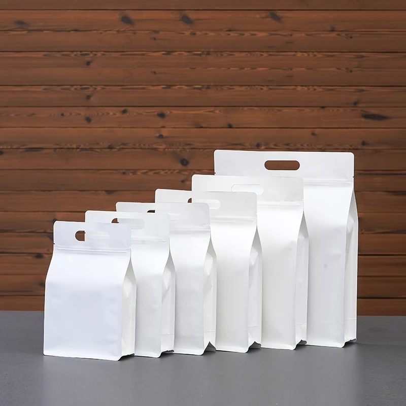 茶叶包装袋子白牛皮纸镀铝箔八边封密封袋白茶食品包装自立拉链袋