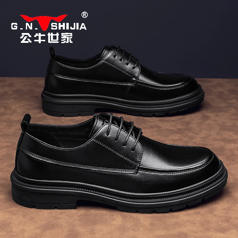 公牛世家春秋男鞋高级感商务正装西装皮鞋休闲男皮鞋百搭英伦风
