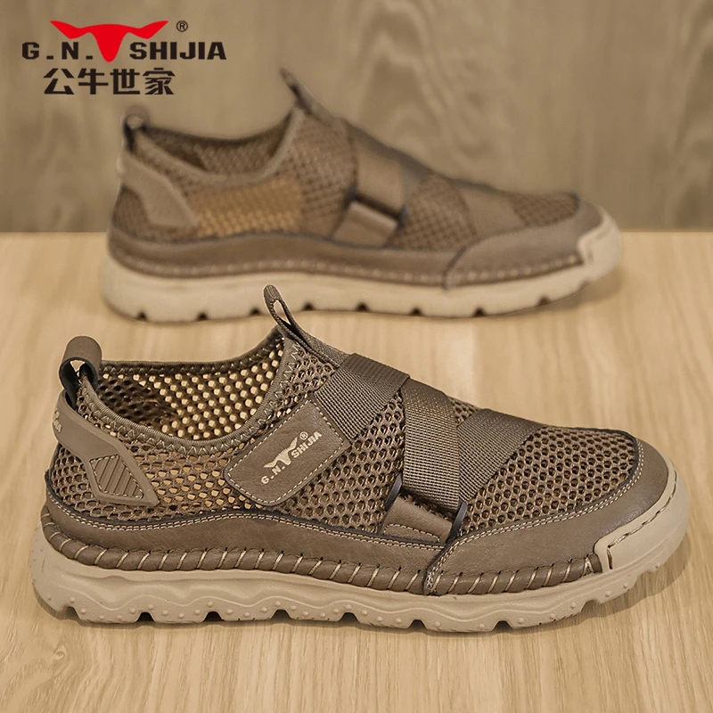 公牛世家2025包头凉鞋男秋季外穿防滑镂空户外开车运动涉水沙滩