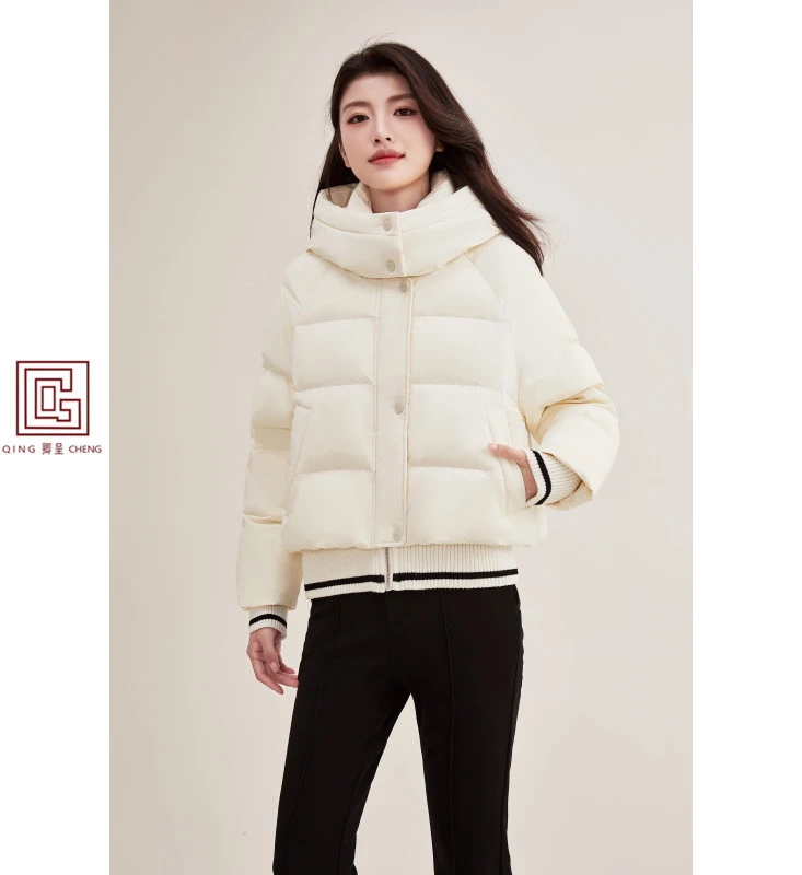 【90绒】YY626假两件羽绒服女短款2024冬装新款连帽时尚保暖厚外套