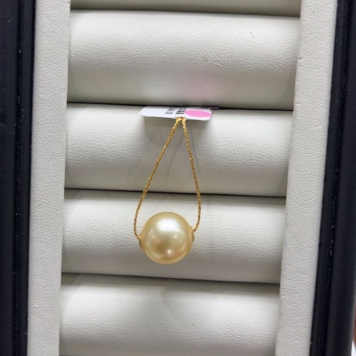 海水珍珠上新金珠路路通吊坠11-12mm18K金镶嵌