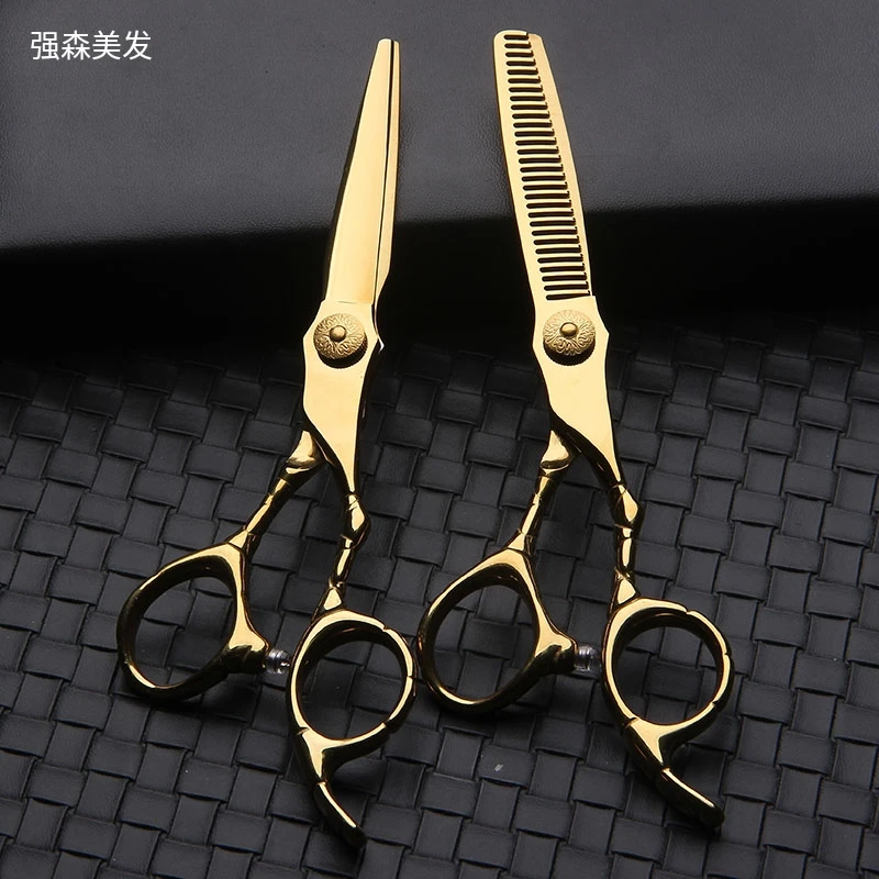 理发店专用金色美发剪刀，平剪牙剪打薄剪碎发，发型师专用理发剪