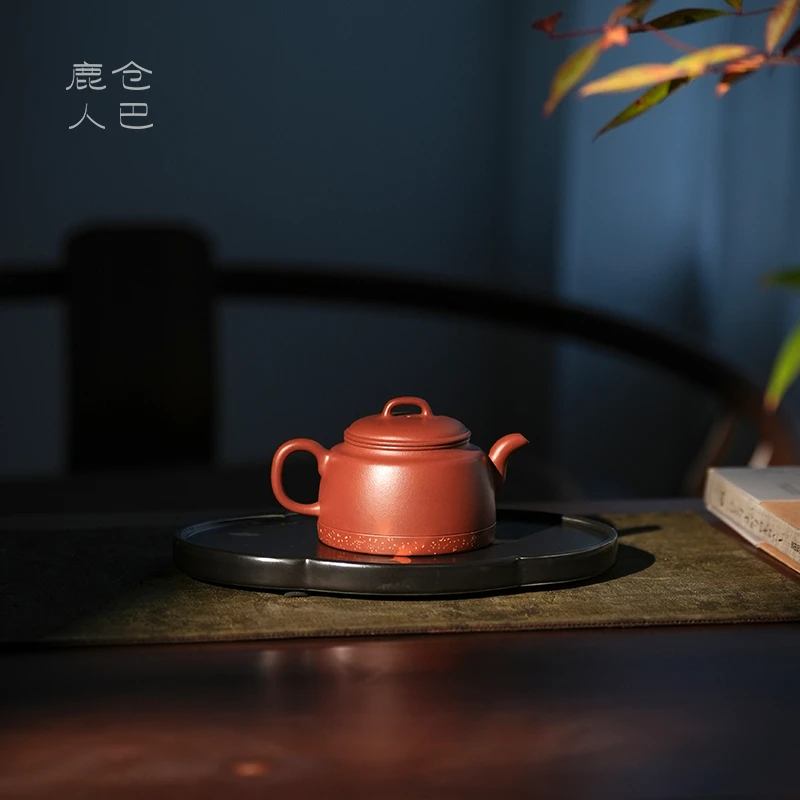 仓巴鹿人 井栏 宜兴紫砂壶原矿朱泥全手工制作中式茶壶茶器165cc