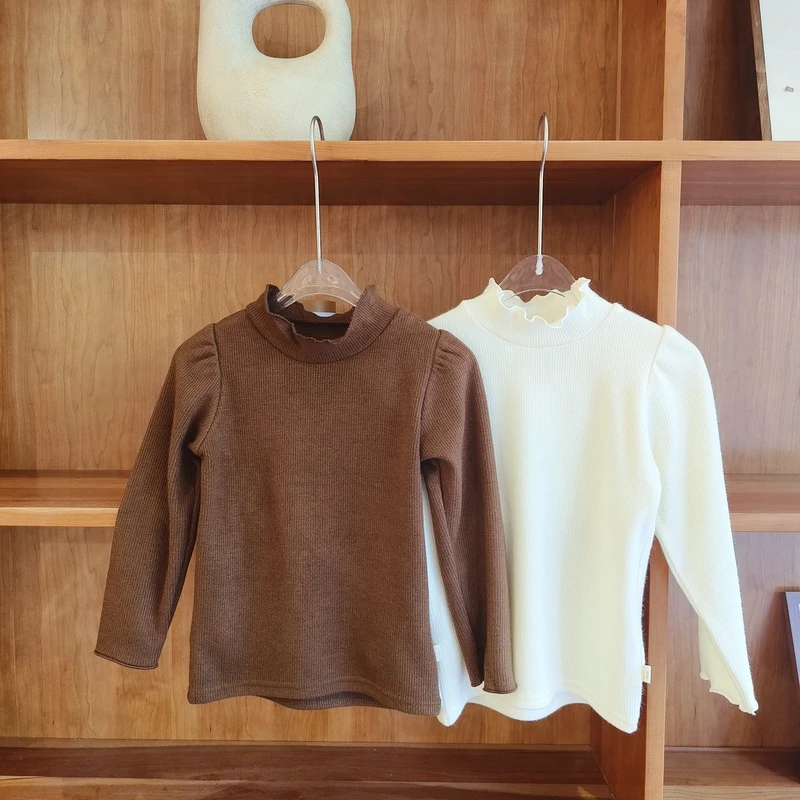 【云朵小葵】女童时尚纯色中高领条百搭休闲打底衫660308