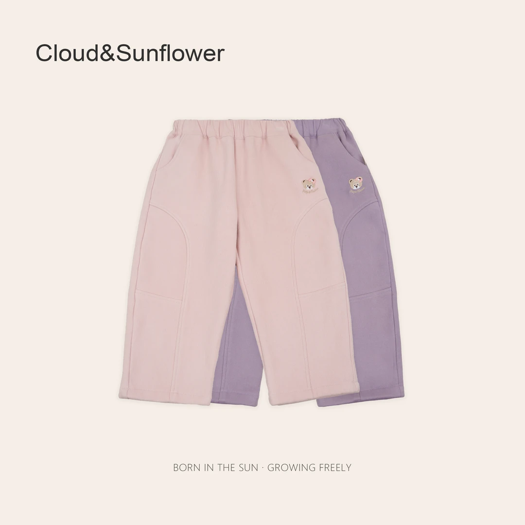 女童小熊刺绣冬季拉毛款百搭休闲裤881169