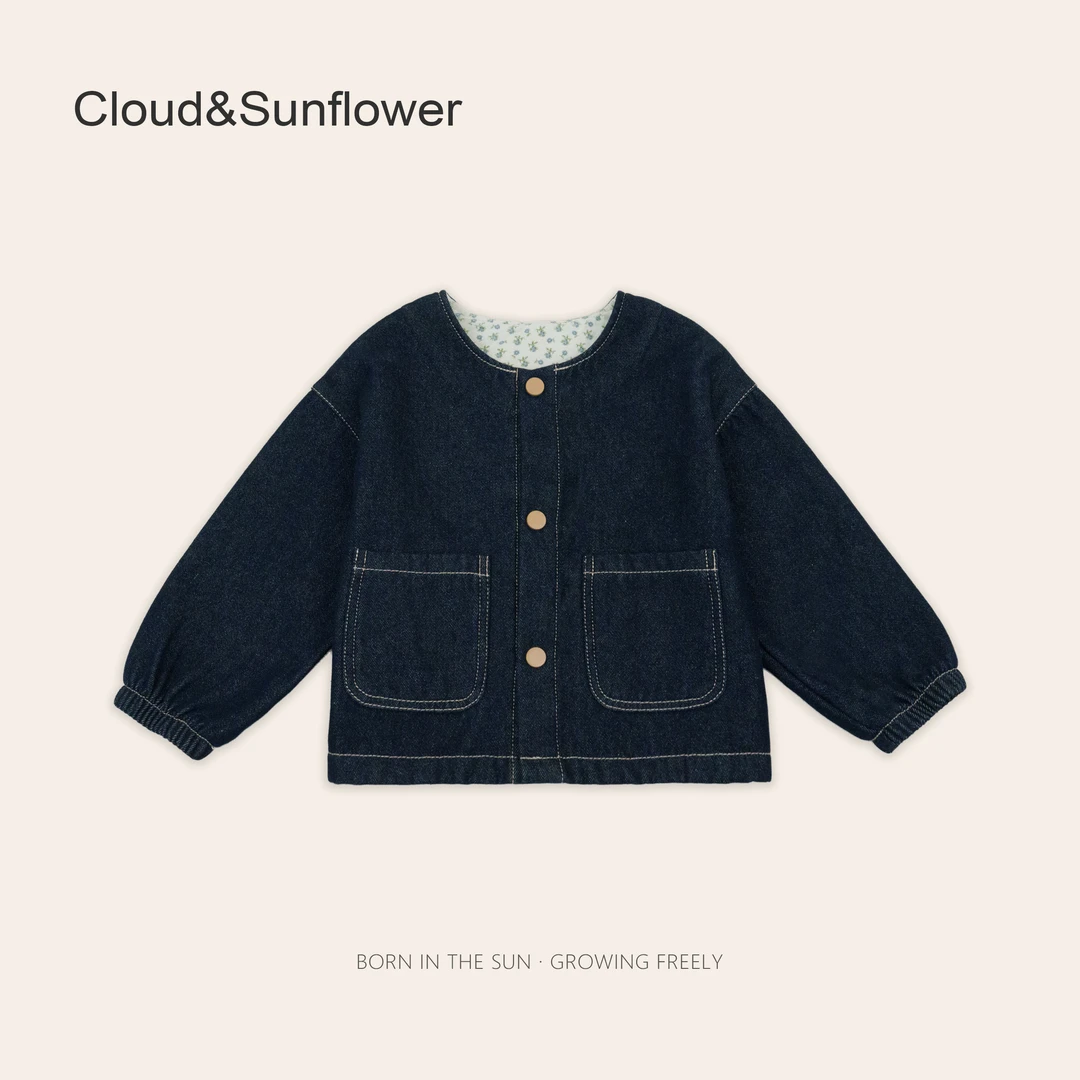 女童洋气小花内衬牛仔外套283001