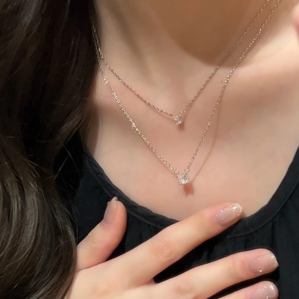 钛钢项链 颈间一滴泪～闪钻吊坠百搭项链鼻屎钻细款精致ins风韩国