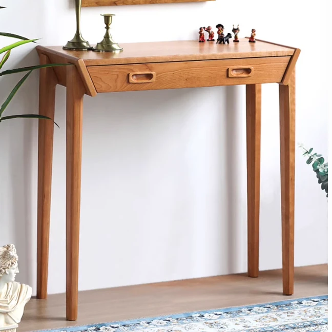 【福利特价】樱桃木玄关柜北欧实木玄关几走廊装饰台入户条吧台桌