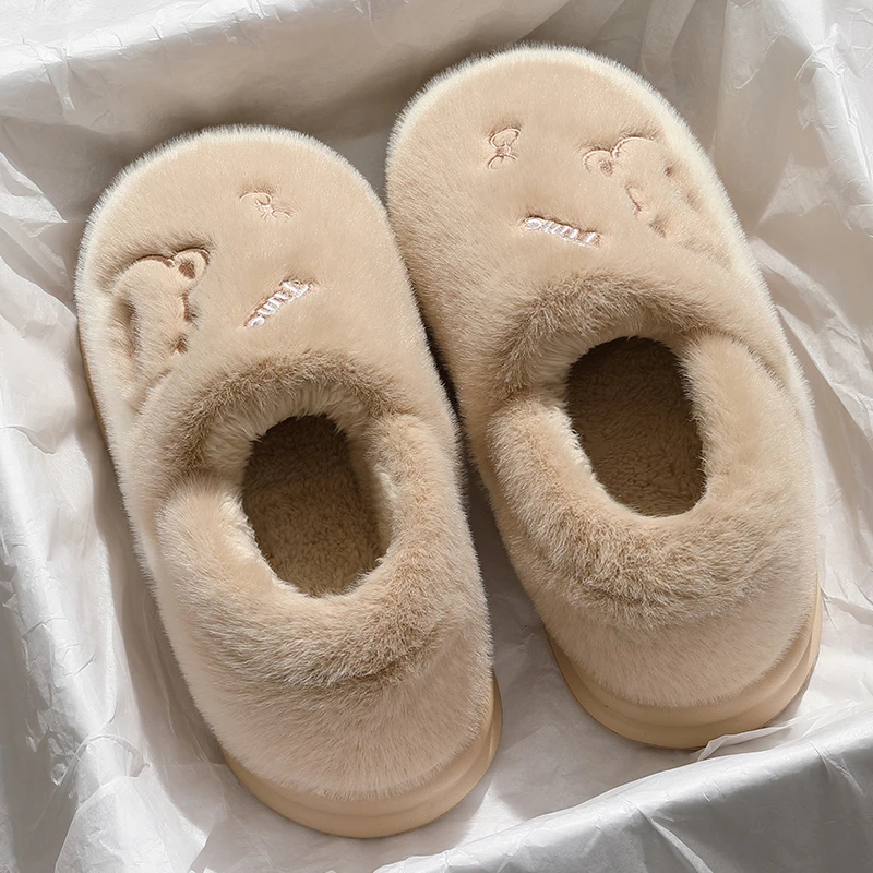 办公室棉拖鞋女冬季包跟厚底居家室内家用防滑毛绒保暖月子棉鞋男