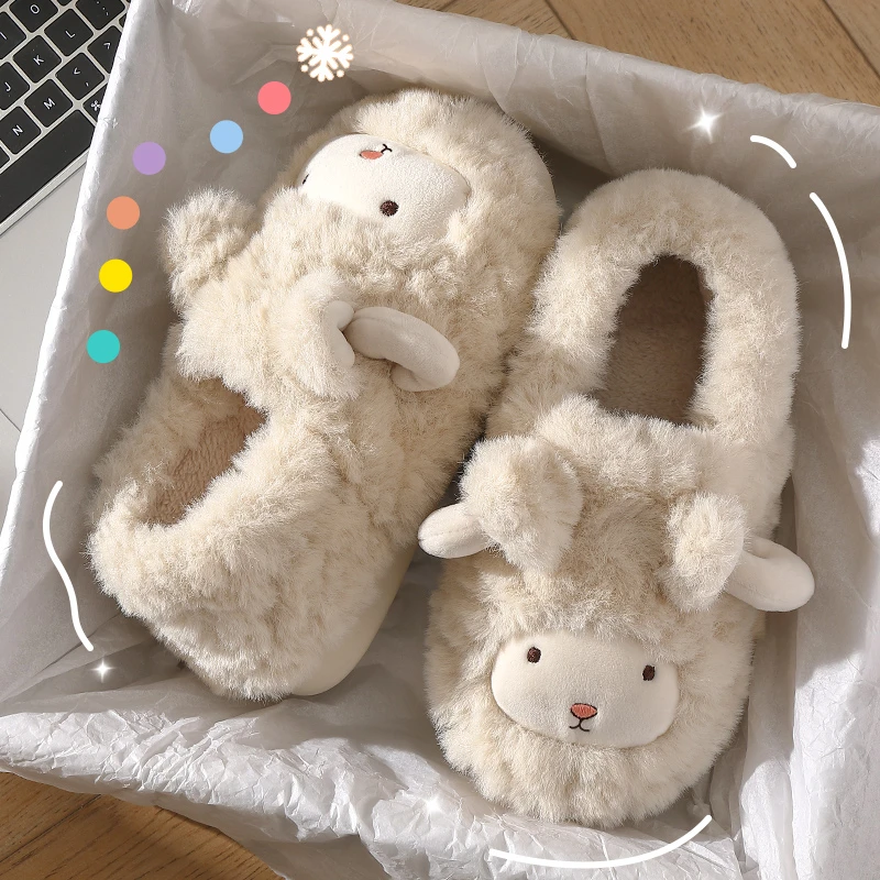 棉拖鞋女士冬季2025新款防滑包跟室内居家可爱毛毛加绒月子拖鞋女