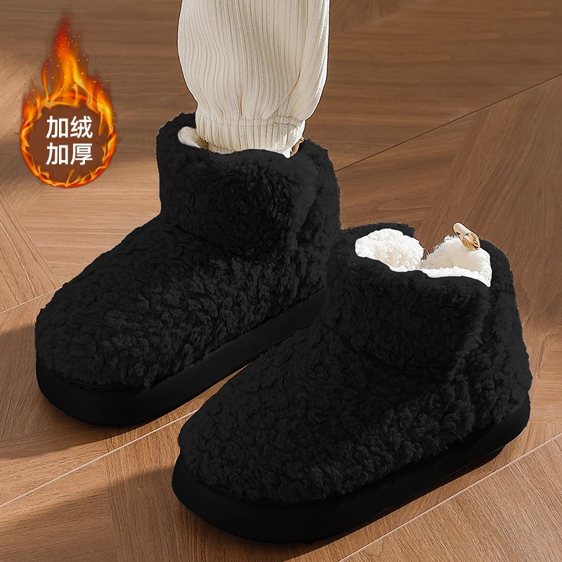 毛绒雪地靴男款冬季外穿时尚爆款2025新款加绒厚底包跟防滑棉鞋男