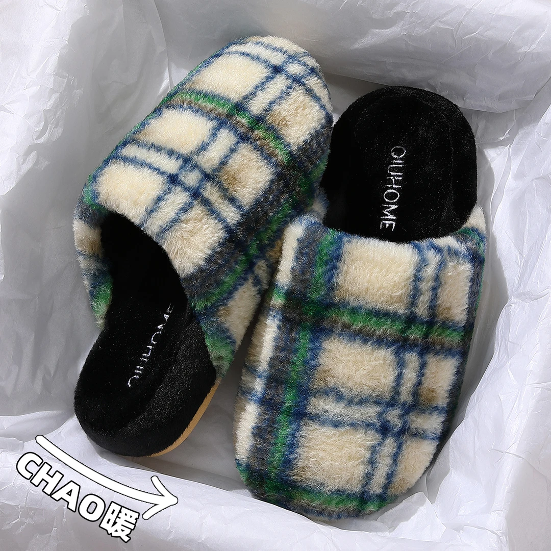 羽起居家拖鞋女款冬季2025新款毛绒舒适不臭脚厚底网红韩版棉拖女