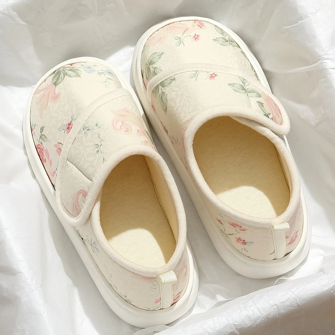 月子鞋秋冬包跟910月份防滑软底产妇产后孕妇拖鞋女士透气棉麻布