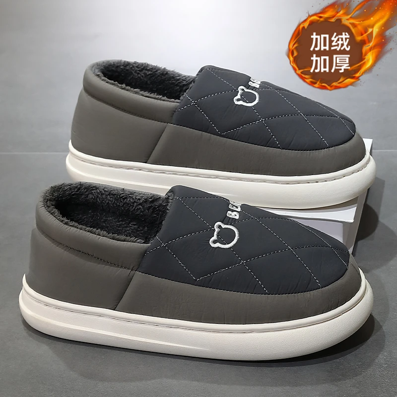 外穿棉鞋男款冬季防水防滑厚底加绒保暖室内居家男士雪地靴外穿潮