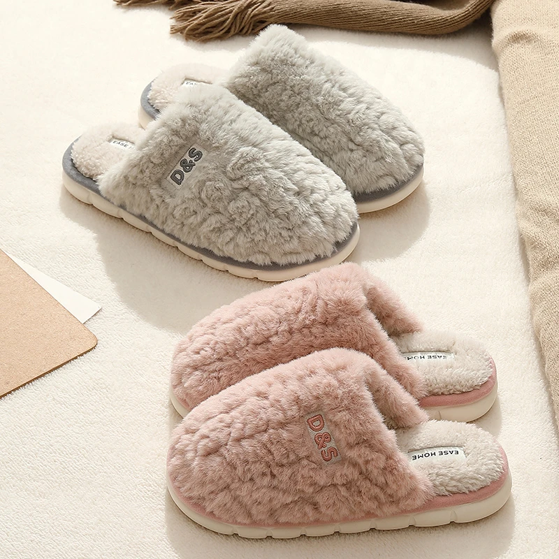 2025新款棉拖鞋女士冬季加绒室内家居家用加厚防滑毛毛保暖棉拖男