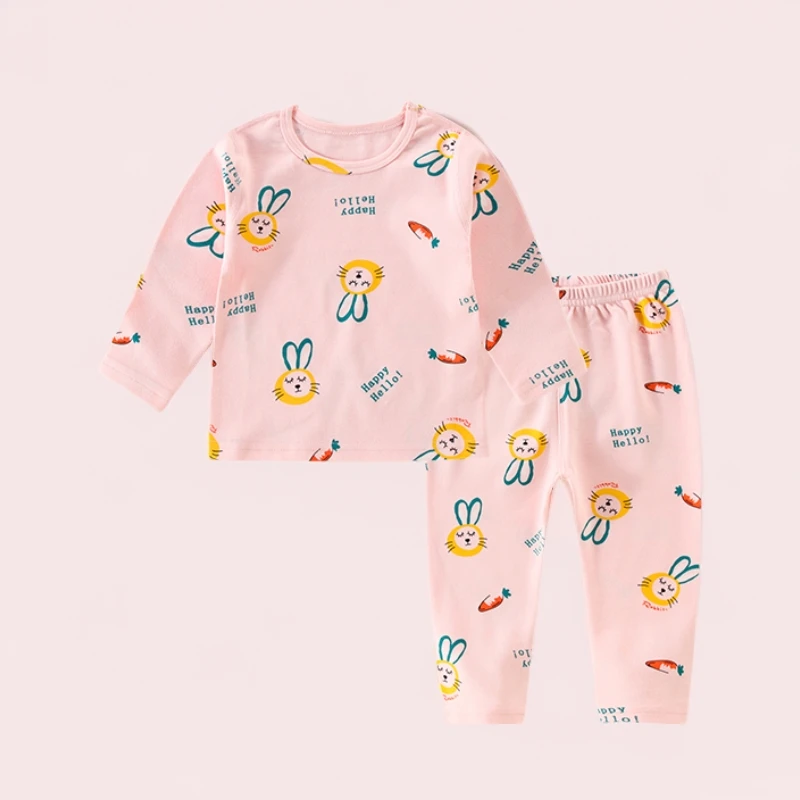 憨豆龙四季款长袖长裤无骨男女宝宝秋衣秋裤套装l1002