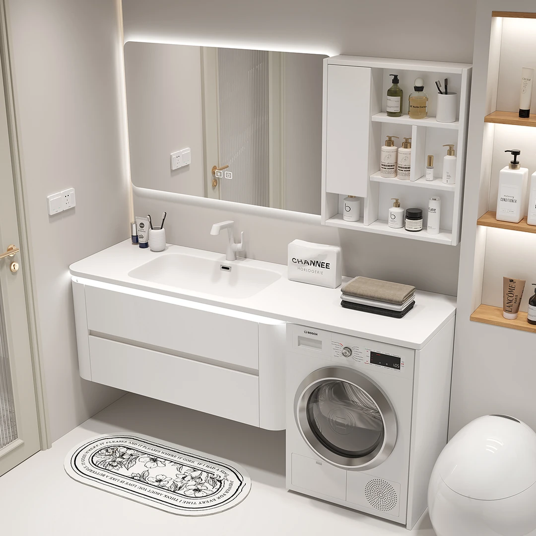 新款圆角肤感卫生间洗漱台阳台洗衣机柜一体盆阳台大尺寸洗手盆