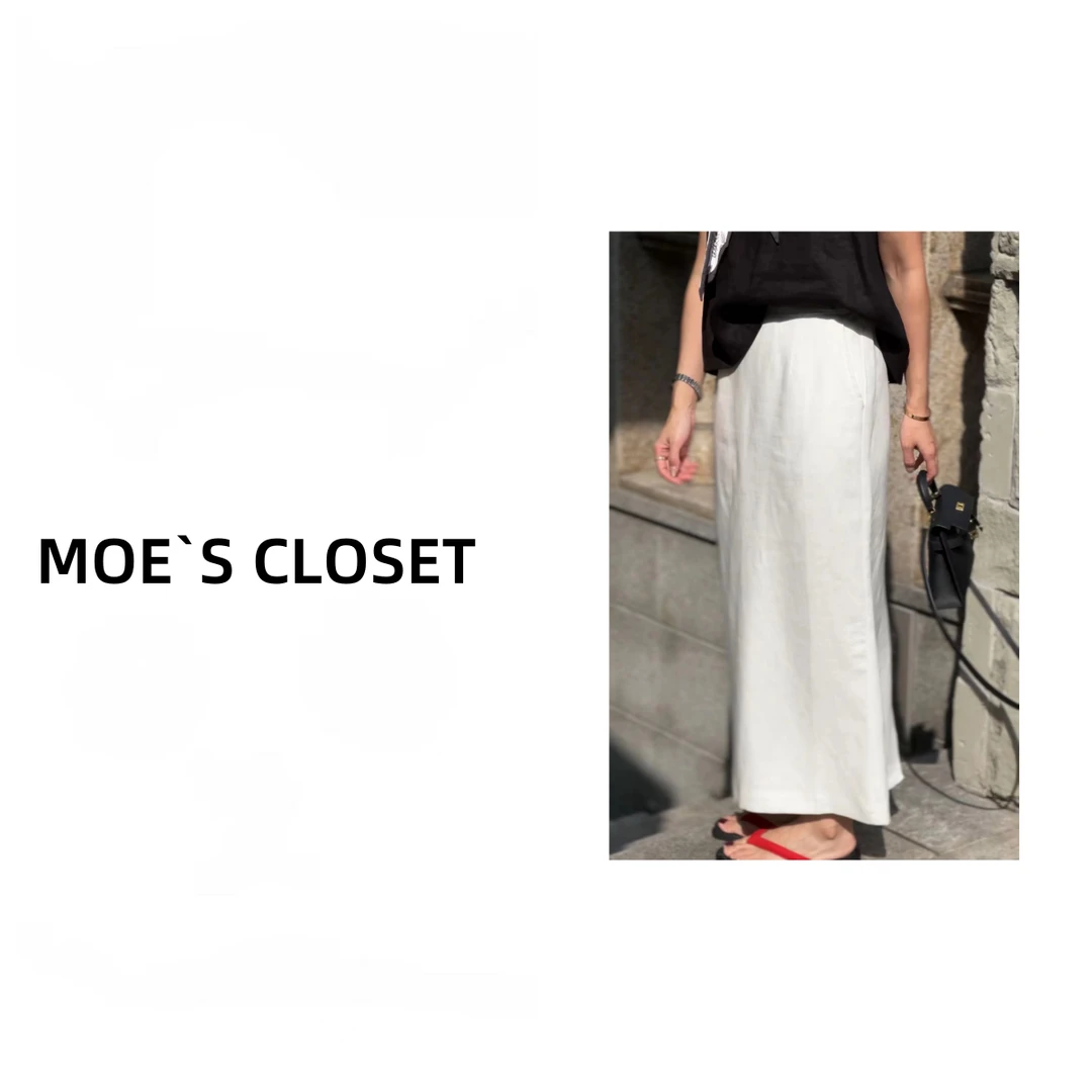 【年底大清仓NO退换】春亚麻南油带里衬显瘦后开叉半身裙