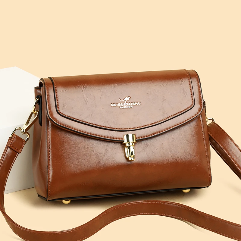 包包新款时尚百搭油蜡皮复古小方包质感简约韩版斜挎包女正品爆款