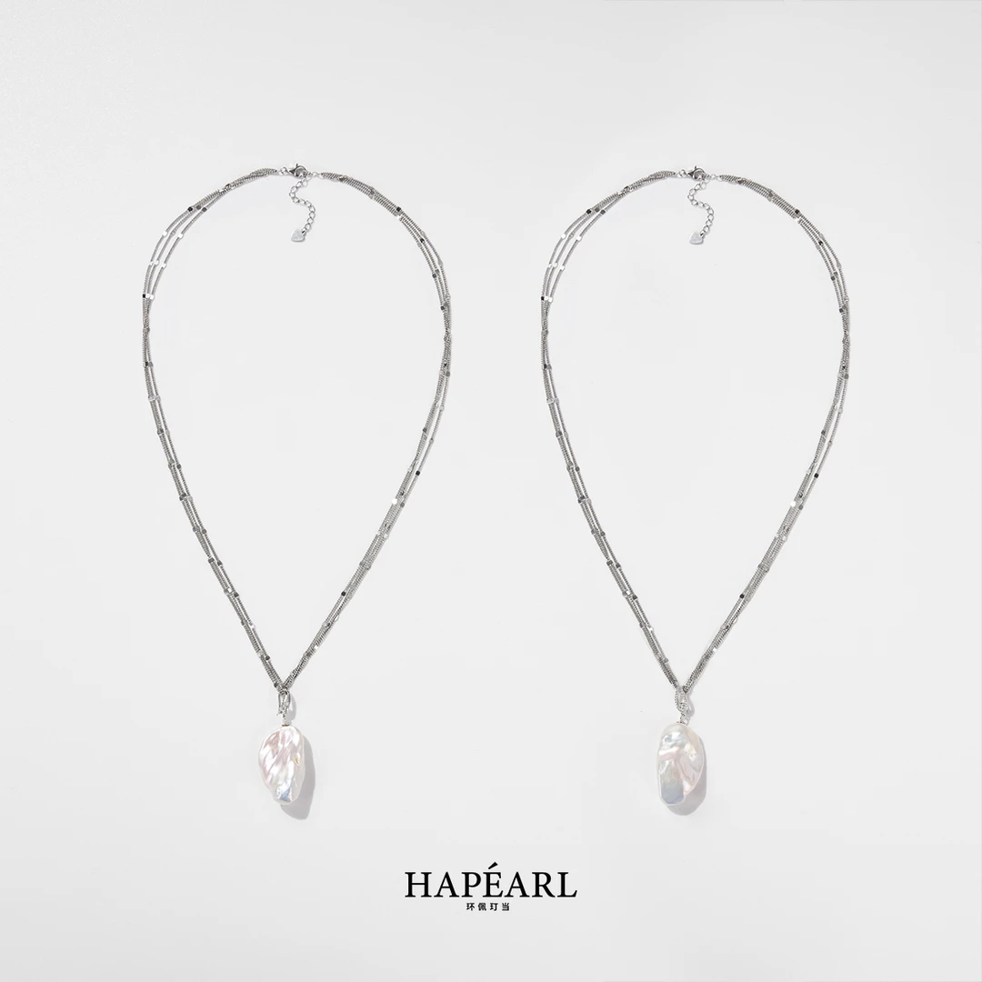 环佩玎当阿罗娜s925银天然淡水巴洛克珍珠项链欧若风（多样性发1）