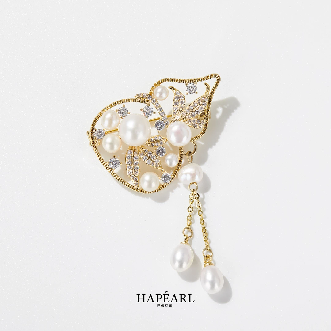 【新年首饰】环佩玎当福福福天然淡水珍珠胸针优雅精致胸花女送礼