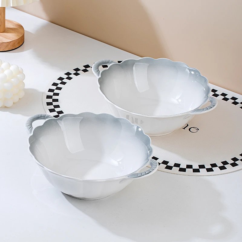 网红高颜值双耳汤碗家用2024新款陶瓷大号沙拉碗创意拉面碗防烫