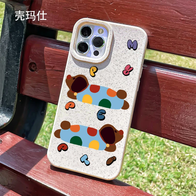 壳玛仕睡觉腊肠狗适用于iPhone15/14Promax手机壳苹果11/13小麦12
