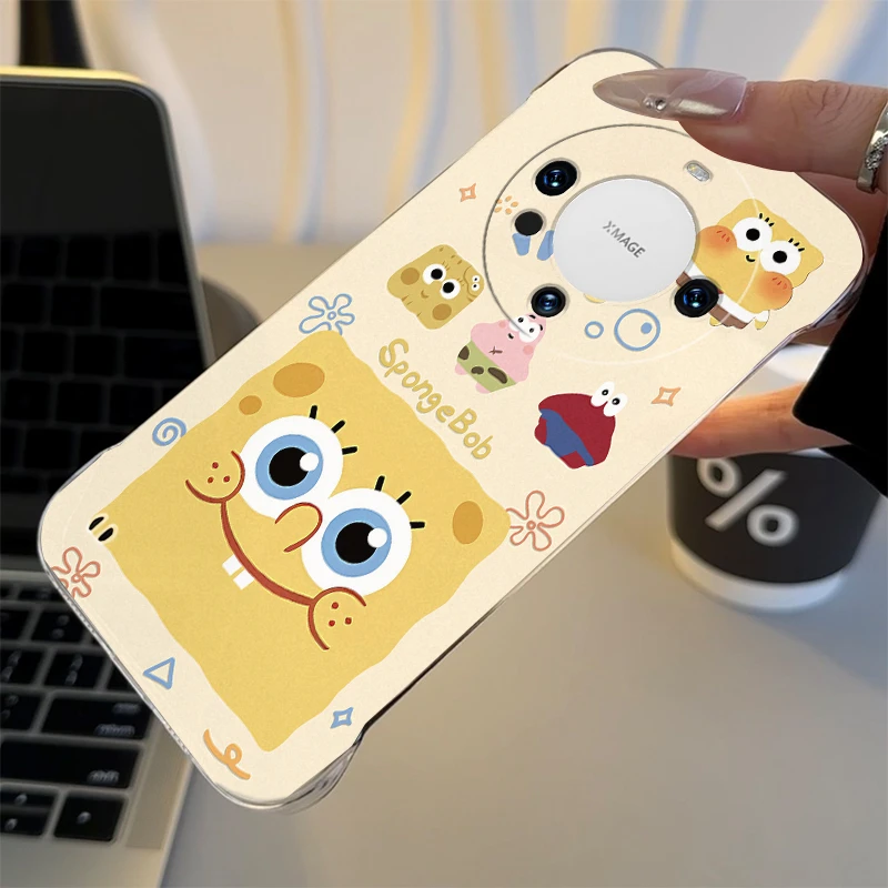 海绵宝宝适用于华为MATE60手机壳新简约60PRO+透明60rs无边框PC壳