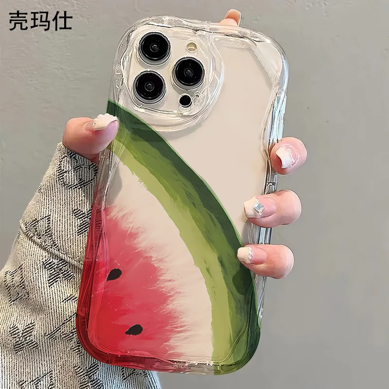 壳玛仕半边西瓜适用苹果15promax手机壳13软壳iPhone14/12新11/xr