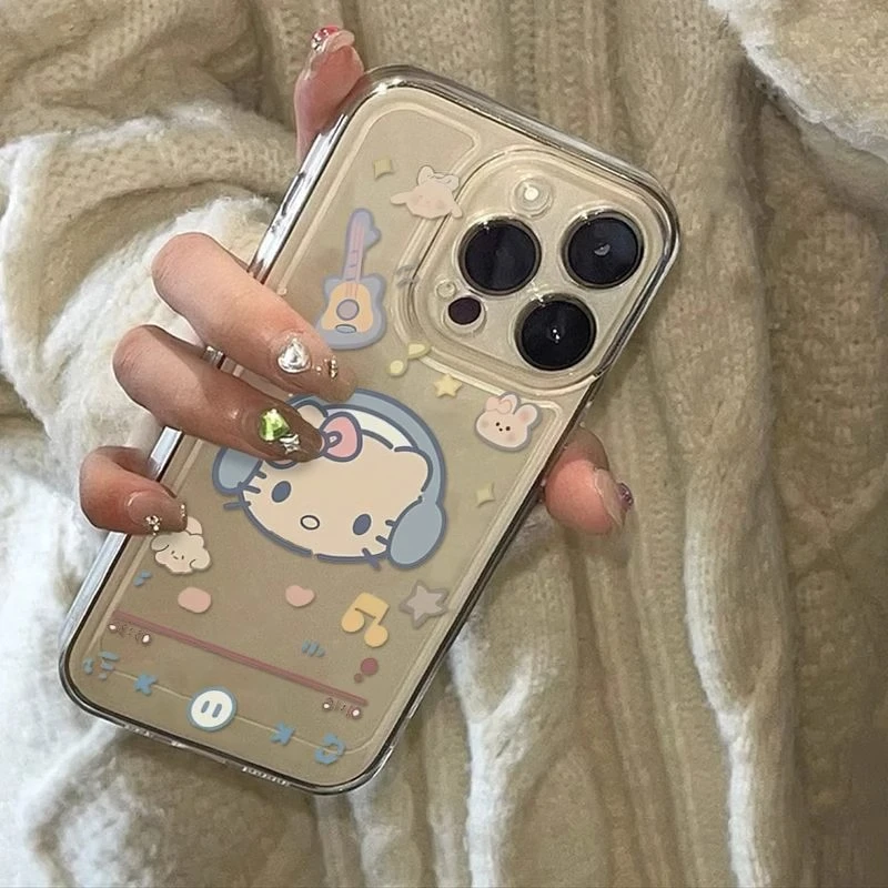 音乐凯蒂猫苹果14手机壳iPhone15pro透明13/12软11/8plus7xsmax潮