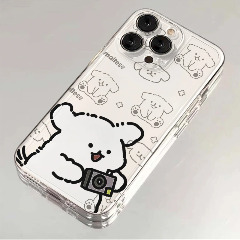 壳玛仕相机线条小狗适用iphone15苹果13手机壳14promax透明12xr/x