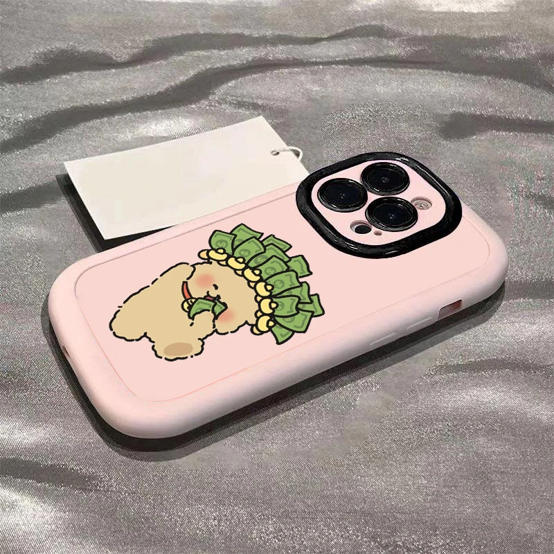 簪花棕色小狗苹果15promax手机壳14iphone12/13新11x软7/8p卡通6s