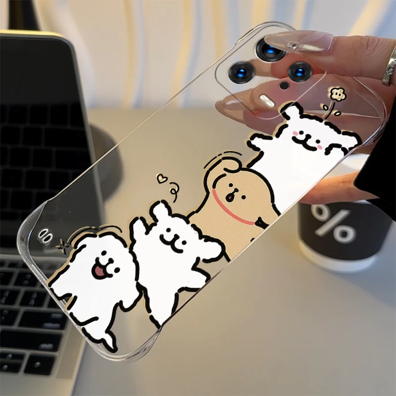 线条小狗适用于小米13PRO手机壳13透明青春个性13ULTRA无边框PC壳