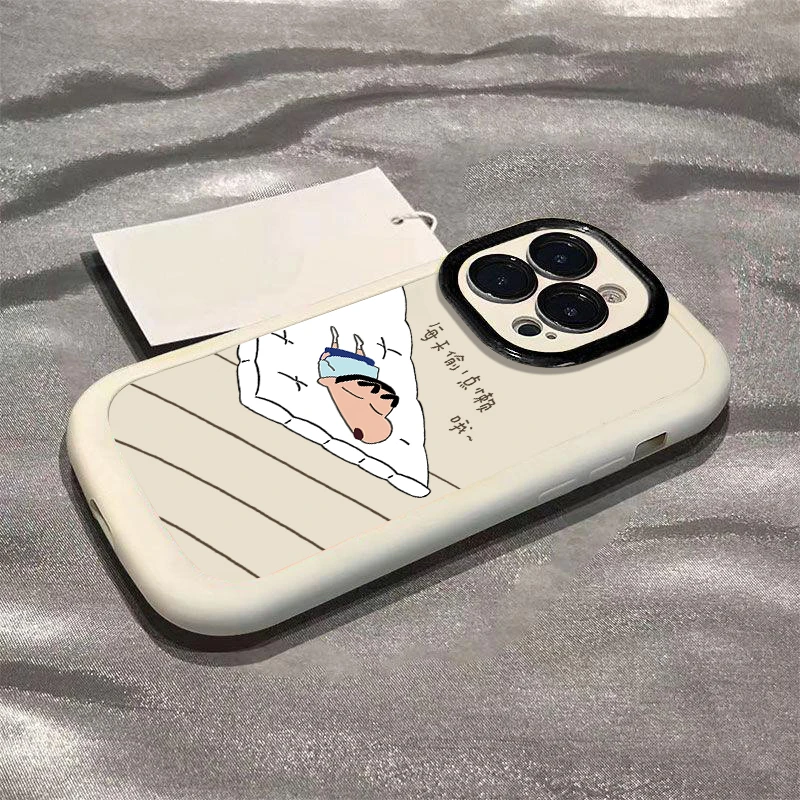 睡觉小新苹果14手机壳iphone15promax软胶泡芙华为OPPOvivo红米13