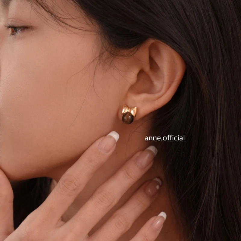 铜合金耳饰 【秋景少女】蝴蝶结耳钉轻奢时尚高级感耳饰