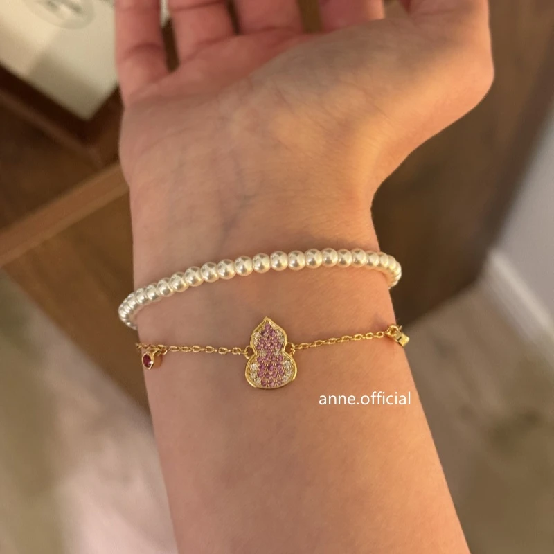 铜合金手链 【S195】轻奢高级设计感粉嘟嘟镶嵌锆葫芦手链
