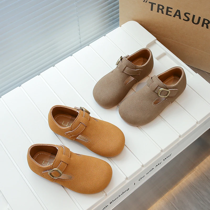 儿童2024新款勃肯鞋软底男童鞋子小童女童皮鞋秋季时尚浅口豆豆鞋